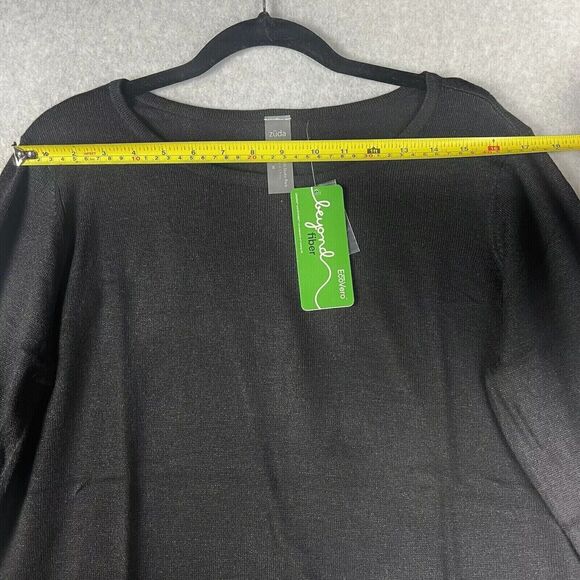 Zuda Sweater Womens Medium Black Ecovero Crossback Loungewear Minimalist - Picture 3 of 13